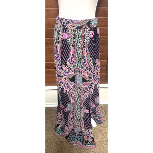 New York & Co Colorful Maxi Skirt Size S jersey knit stretch Long Cruise Resort